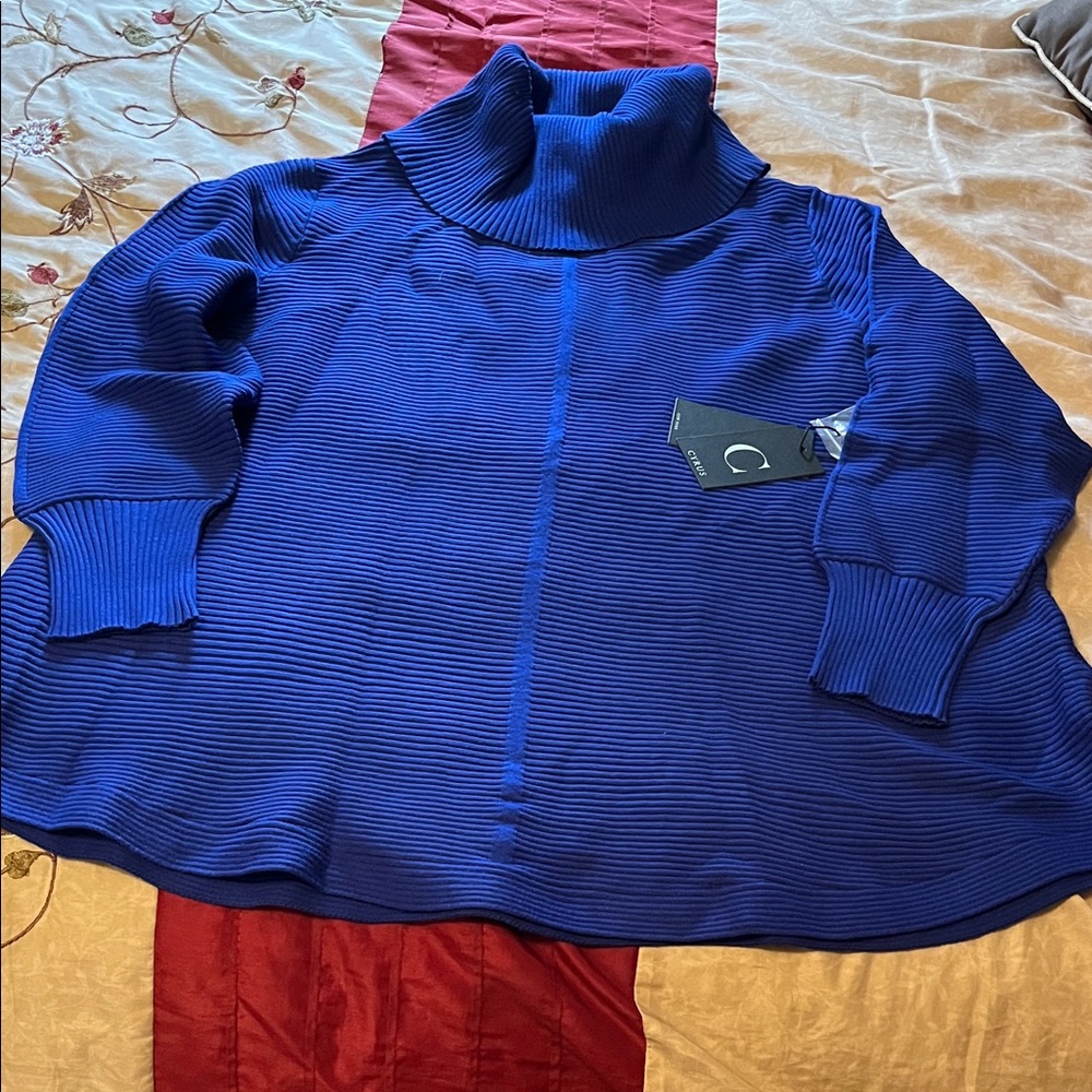 Cyrus Royal Blue Ribbed Knit Top
